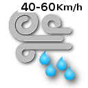 Nublado y chubascos dÃ©biles con viento entre 40 y 60 km/h